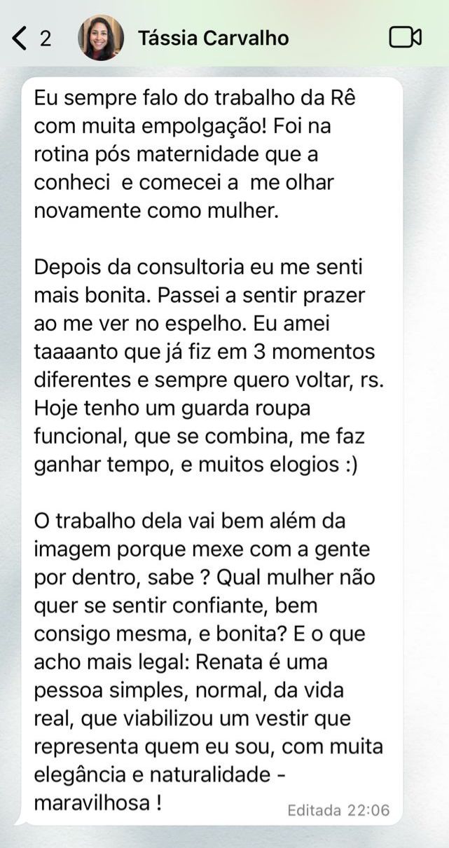 Depoimento de cliente real da Rê Nascimento